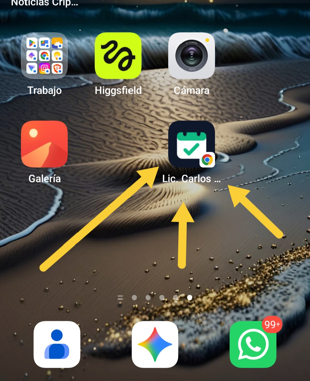 Ícono de la agenda instalado en la pantalla de aplicaciones del teléfono